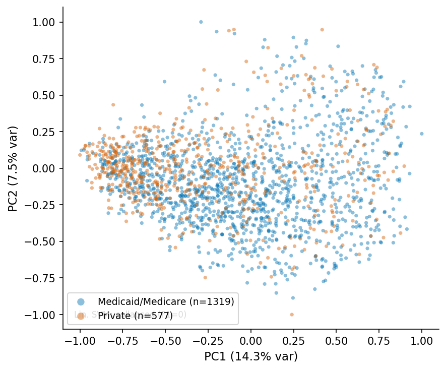 PCA scatter MedSigLIP-448 q=4