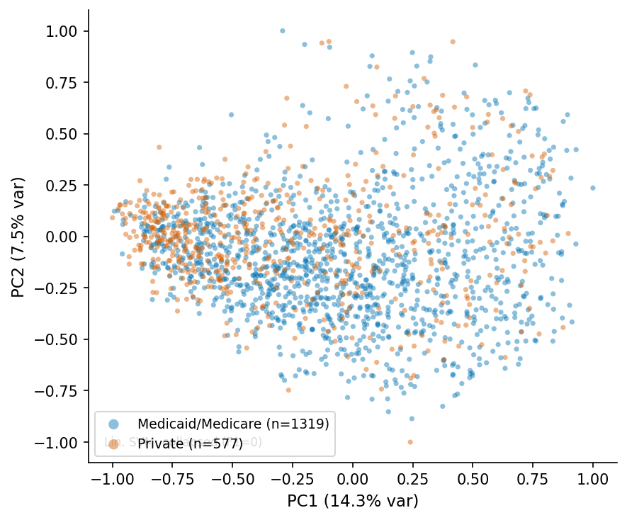 PCA scatter MedSigLIP-448 q=6